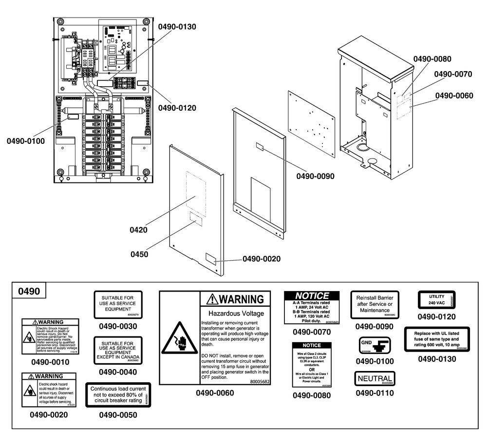 Decals Group - Ats Warning (Used Before Serial No. 1023439926) Diagram and Parts List for 040566-00  Briggs and Stratton Generator
